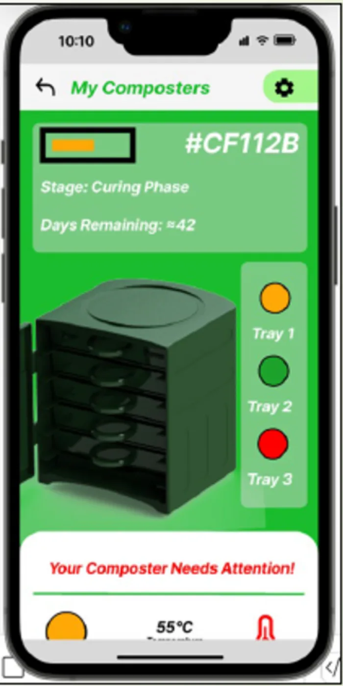 CF-Connect app screen showing tray status